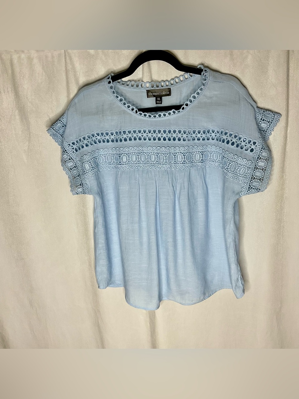 Thomas & Olivia Light Blue Short Sleeve Blouse Top Size XL